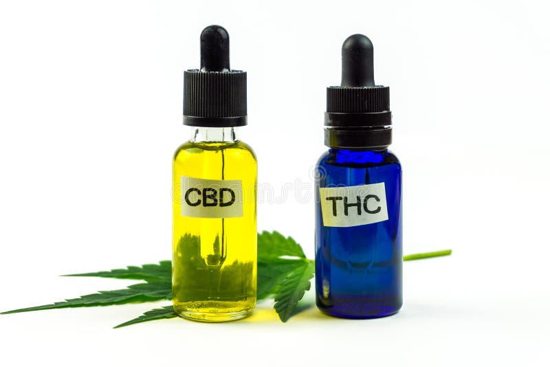 Lecznicza marihuana z THC i CBD ekstraktami obrazy royalty free Lecznicza marihuana z THC i CBD ekstraktami obrazy royalty free