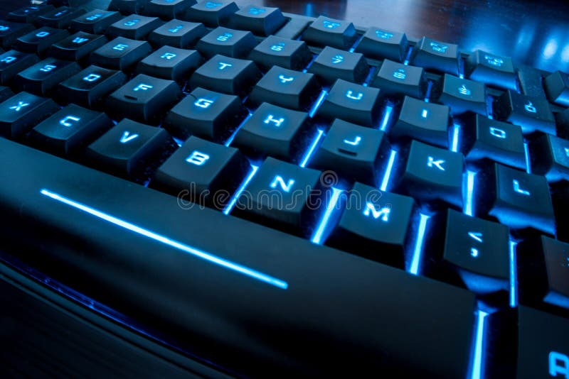 Lit Computer Keyboard Close-up Stock Image - Image of keys, office ...