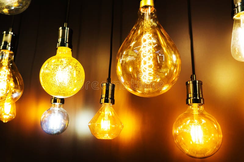 LED Bulbs. Modern Light Bulbs in Retro Style Stock Photo Image of equipment, illumination