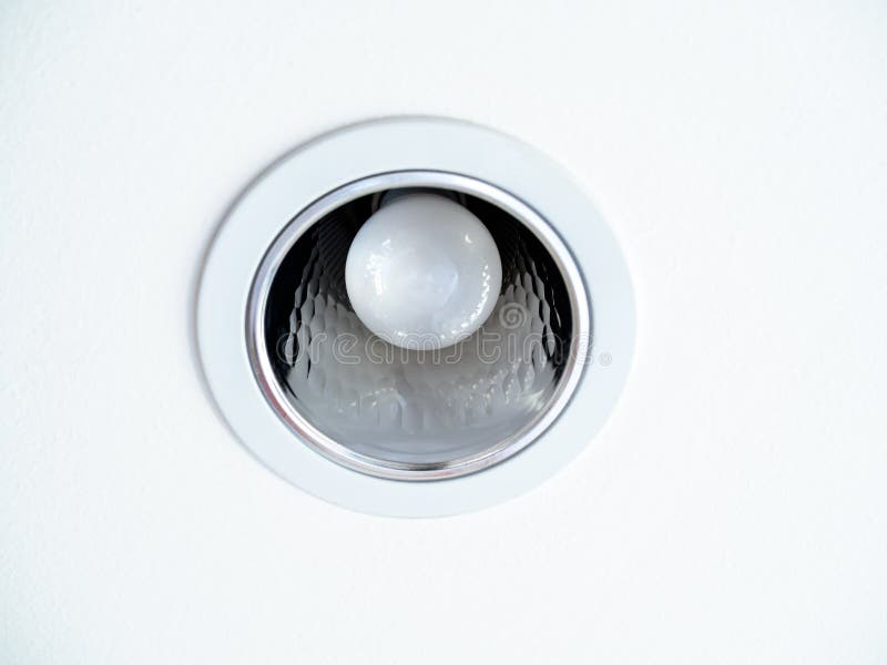 LED Ceiling Light. Downlight with Light Bulb on White Ceiling Background  Stock Photo - Image of isolated, light: 150364874