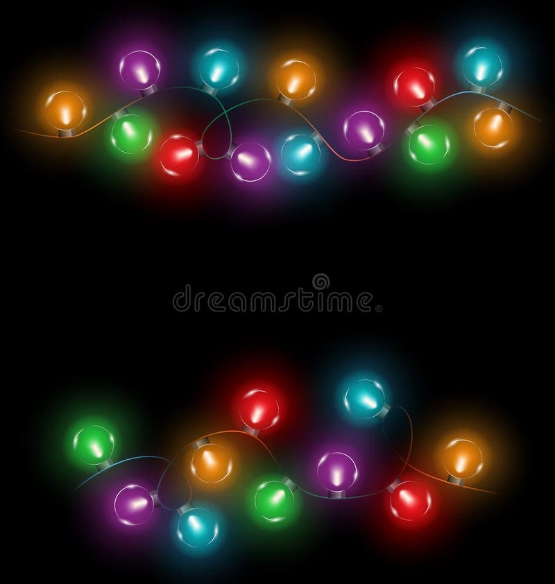 Led Christmas Lights on Black Stock Vector Illustration of black