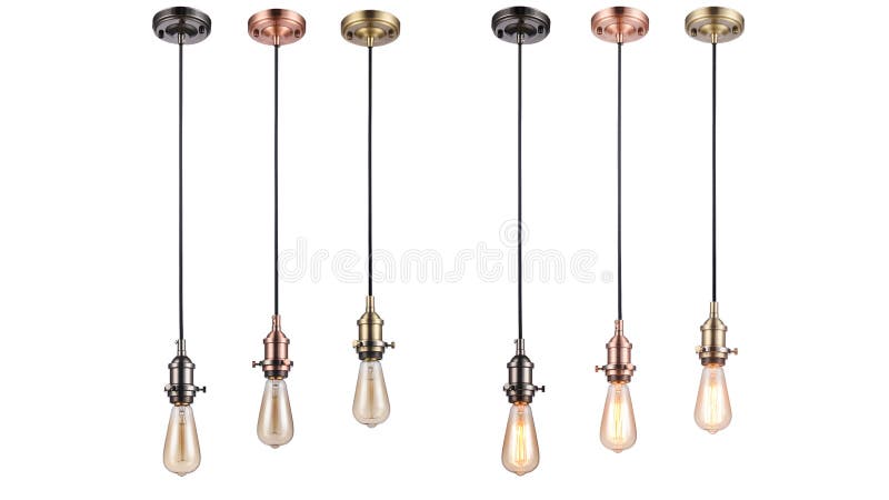 Led copper drop lighting stock image
