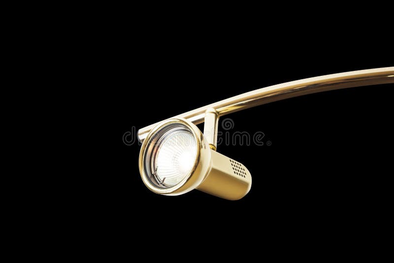 LED Downlight, Golden Color Isolated on Black Stock Image Image of