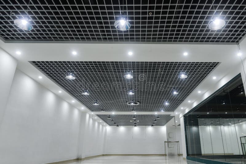 Led Ceiling Lights On Modern Commercial Building Suspended