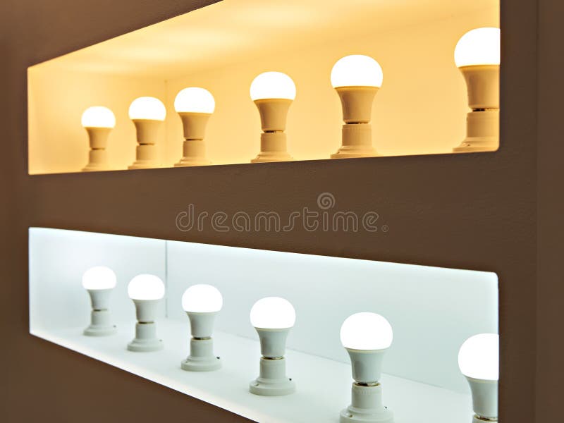 LED lamps for warm and cold light stock photography