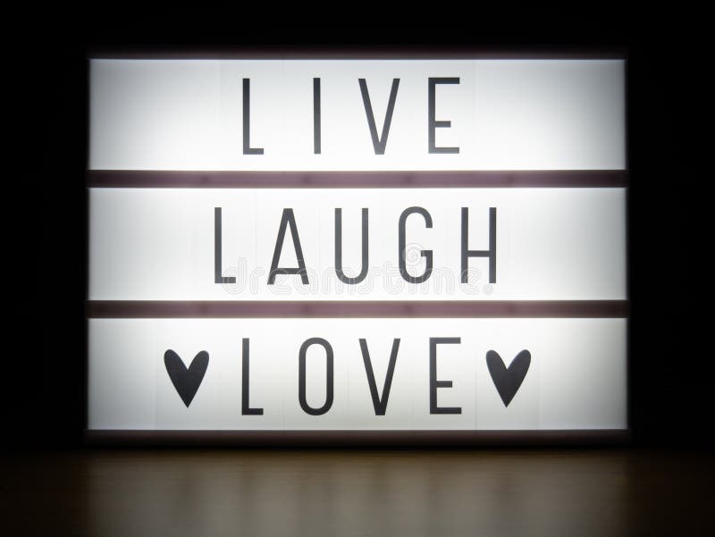 LED Light Box Live Laugh Love Sign Board Stock Photo Image of room