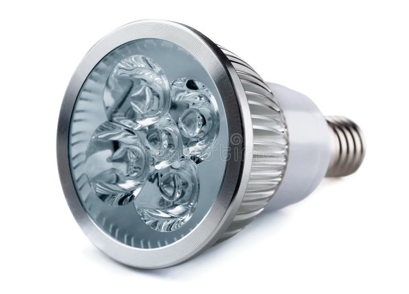 Risparmio energetico lampadina a LED isolato su bianco.