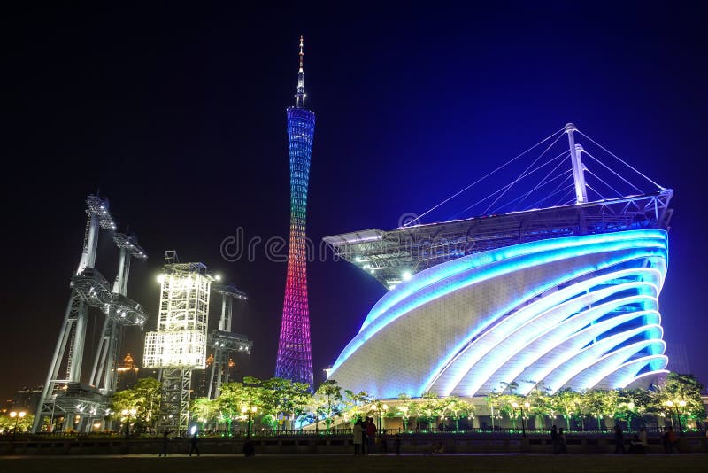Led light China modern City building night scene