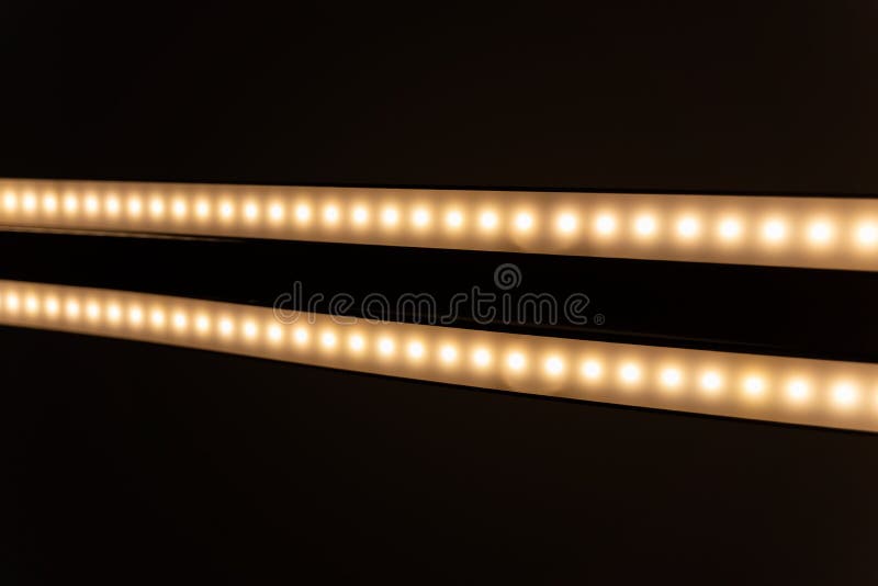 LED Light Two Tubes Taken Below with the Camera Stock Photo - Image of electronic,