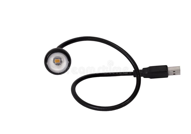Led linterna USB en negro sobre un fondo azul primer plano.