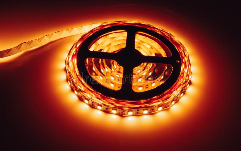 Led Strip Orange Light in Aluminum Channel Diffuser Stock Photo Image