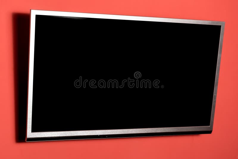 Led tv hanging on the wall stock image. Image of color 52497969