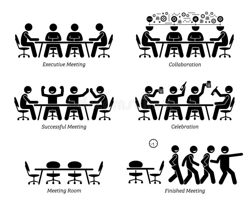 Ledare som har effektiv och effektiv möte och diskussion vektor illustrationer Ledare som har effektiv och effektiv möte och diskussion vektor illustrationer