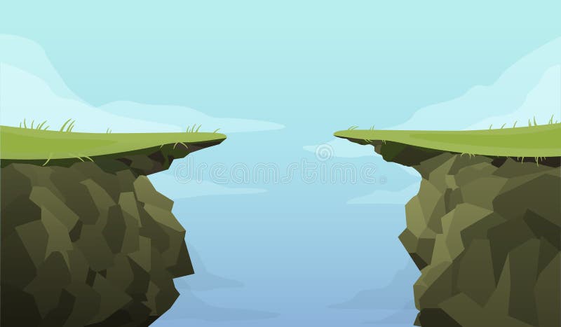 Ledge chasm empty template. Cliff in middle of green covered road banner deep dangerous abyss an extreme decision motivation decisive last jump cartoon graphic vector fear of inevitable. Ledge chasm empty template. Cliff in middle of green covered road banner deep dangerous abyss an extreme decision motivation decisive last jump cartoon graphic vector fear of inevitable.