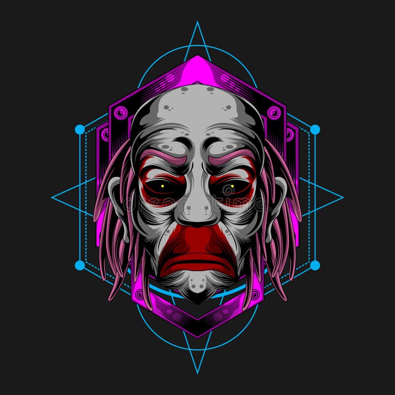 Ledsen clown Face vektor illustrationer Ledsen clown Face vektor illustrationer