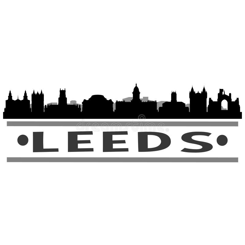 Leeds England Round Icon Vector Art Flat Shadow Design Skyline City Silhouette Template Logo