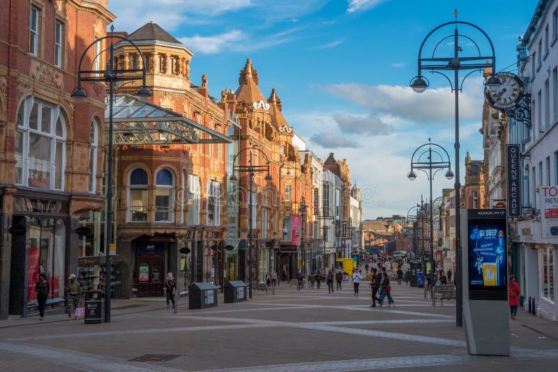 LEEDS, UK -JUNE 2, 2019: Leeds` city center, United Kingdom