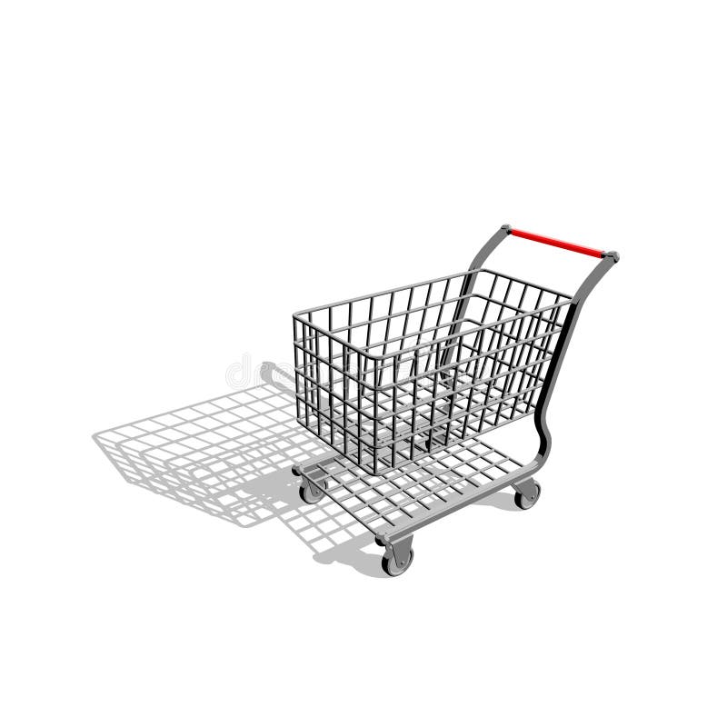 Leeg boodschappenwagentje Geïsoleerdj op witte achtergrond De stijl van het beeldverhaal vector illustratie Leeg boodschappenwagentje Geïsoleerdj op witte achtergrond De stijl van het beeldverhaal vector illustratie