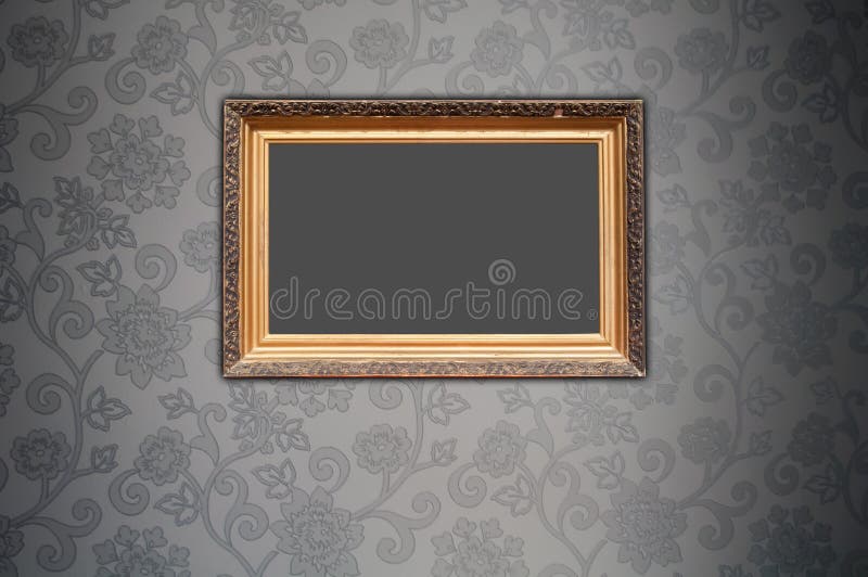 Leeg Frame Op Decoratief Behang Stock Afbeelding Image of museum