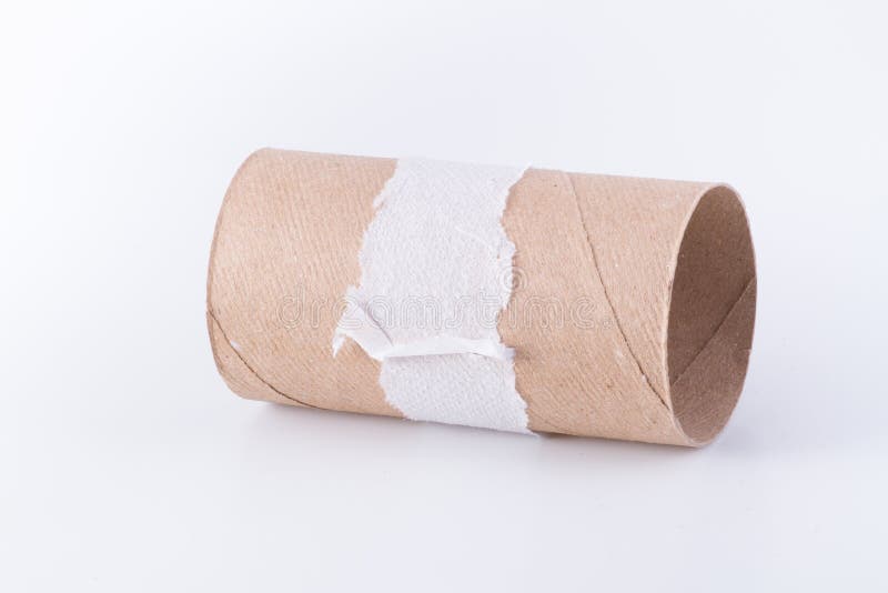 Leeg toiletpapierbroodje in geïsoleerd op witte achtergrond royalty-vrije stock foto Leeg toiletpapierbroodje in geïsoleerd op witte achtergrond royalty-vrije stock foto