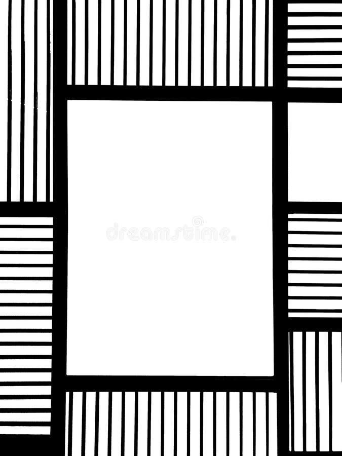 Leeg Vierkant Zwart Metaalkader met Abstract Lijn Vierkant Patroon en Copyspace in het Midden uitgeput als Malplaatje voor Spot o stock illustratie Leeg Vierkant Zwart Metaalkader met Abstract Lijn Vierkant Patroon en Copyspace in het Midden uitgeput als Malplaatje voor Spot o stock illustratie