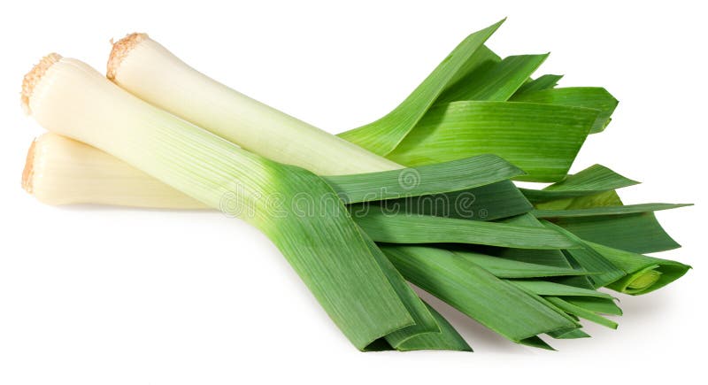 Leek isolated on white background. with clipping path. full depth of field royalty free stock images