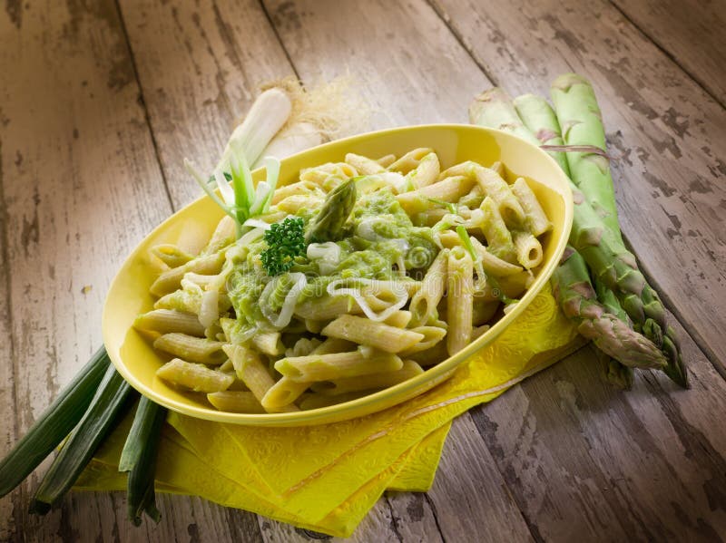 Leek szparagowy makaron obrazy royalty free
