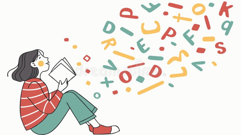 Leer letras del libro Resumen de diseño vectorial Generativo AI libre illustration