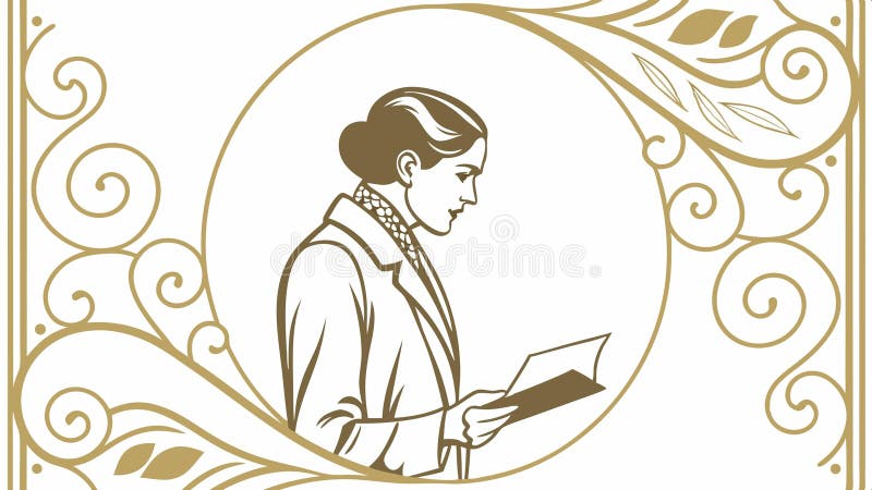 Persona leyendo un libro en un marco circular ornamental, aprendizaje, conocimiento, diseño artístico, diseño vectorial, IA genera ilustración del vector