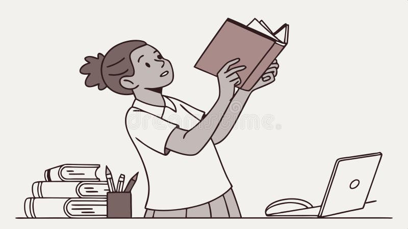 Leer libros con tecnología portátil aprendizaje ilustración gráfica diseño vectorial Generación de IA libre illustration