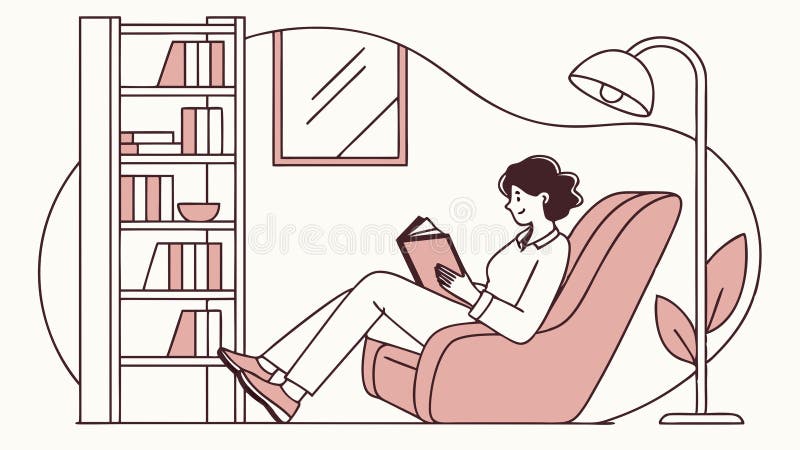 Leer persona Sillón Cómodo Relajación Vector de Escena Diseño Vector Generativo AI ilustración del vector