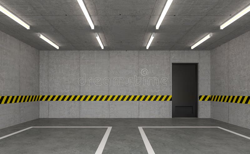Leere Dachbodengarage 3d übertragen lizenzfreie abbildung Leere Dachbodengarage 3d übertragen lizenzfreie abbildung