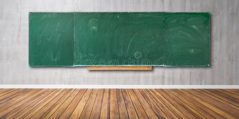 Leere gr?ne Tafel, Tafelbeschaffenheit mit Kopienraum h?ngt an der grauen Schmutzwand und am Bretterboden 3D-Illustration lizenzfreies stockfoto Leere gr?ne Tafel, Tafelbeschaffenheit mit Kopienraum h?ngt an der grauen Schmutzwand und am Bretterboden 3D-Illustration lizenzfreies stockfoto