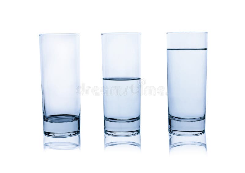 Glas Wasser Halb Voll Oder Leer, Lokalisiert Auf Weiß ...