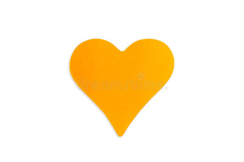 Leere orange Haftnotiz in der Herzform stockbild Leere orange Haftnotiz in der Herzform stockbild