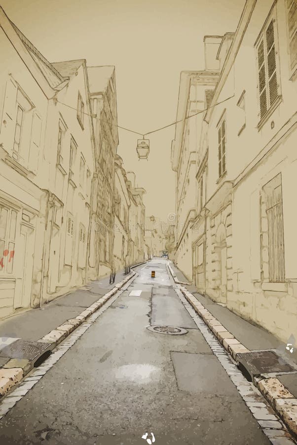 Leere Straße in der alten Stadt vektor abbildung Leere Straße in der alten Stadt vektor abbildung
