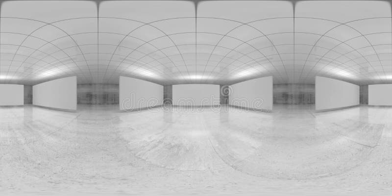 Leere weiße Halle 3 d des 360 -Grad-Panoramas