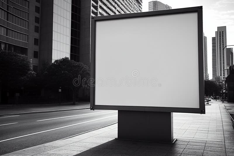 Leere weiße Plakatwand auf der Straßenseite des Stadthauses mit Schild vektor abbildung