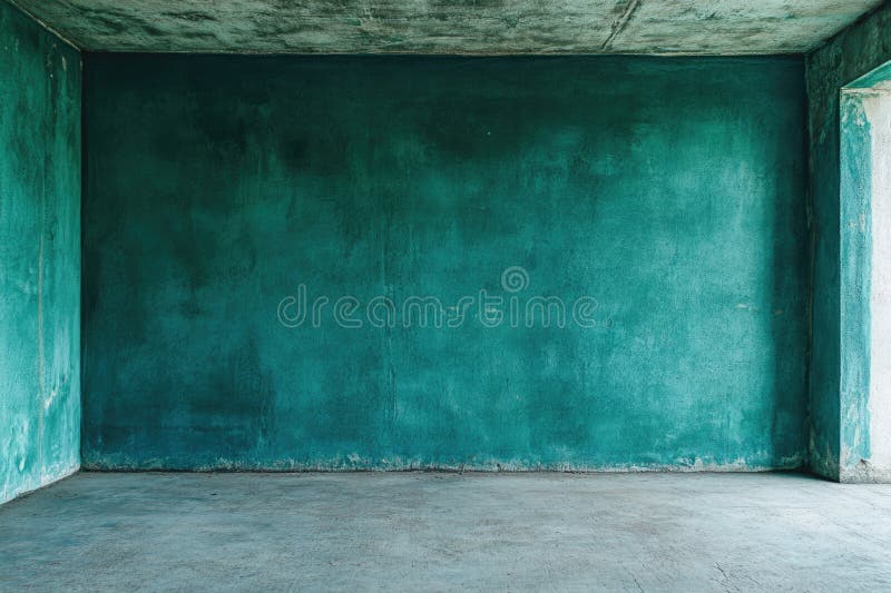 Leere Zimmer mit grüner Wand und Fenster stockfotografie