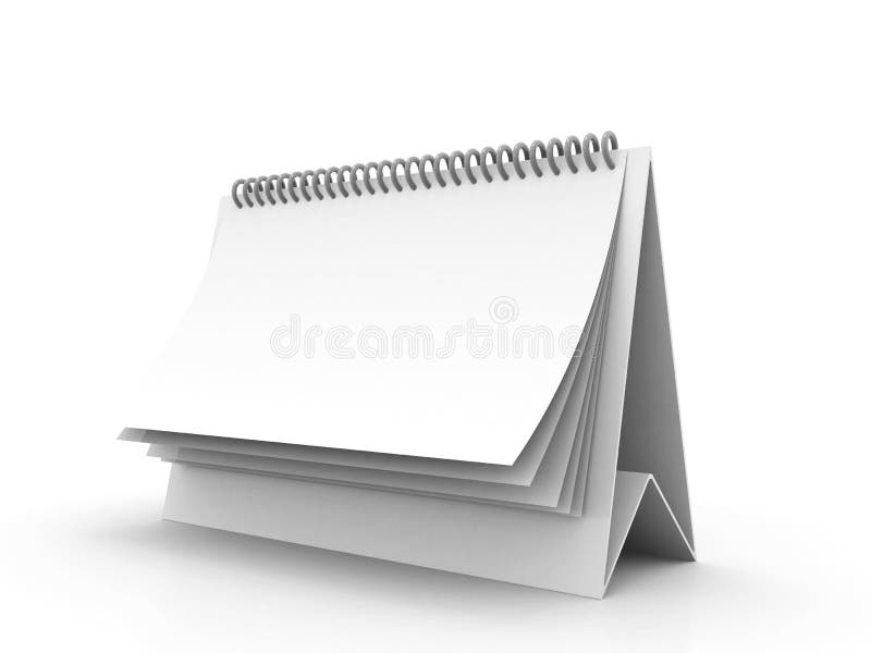 Leerer gewundener Kalender im weißen Hintergrund Abbildung 3D lizenzfreie abbildung Leerer gewundener Kalender im weißen Hintergrund Abbildung 3D lizenzfreie abbildung