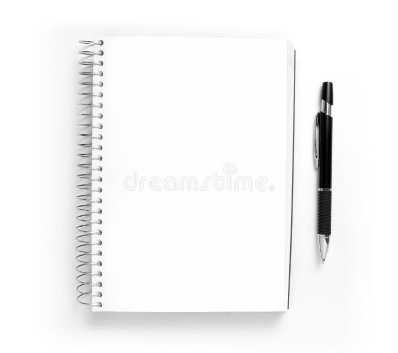Leerer Gewundener Notizblock Und Stift Auf Weissem Hintergrund Stockfoto Bild Von Satz Text 61901378