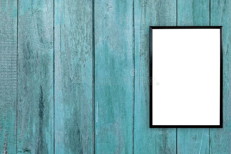 Leerer Plakatfotorahmen auf hölzerner Wand stockbild Leerer Plakatfotorahmen auf hölzerner Wand stockbild