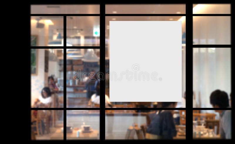 Leeres Förderungsplakat auf Glasfenster lizenzfreies stockbild Leeres Förderungsplakat auf Glasfenster lizenzfreies stockbild
