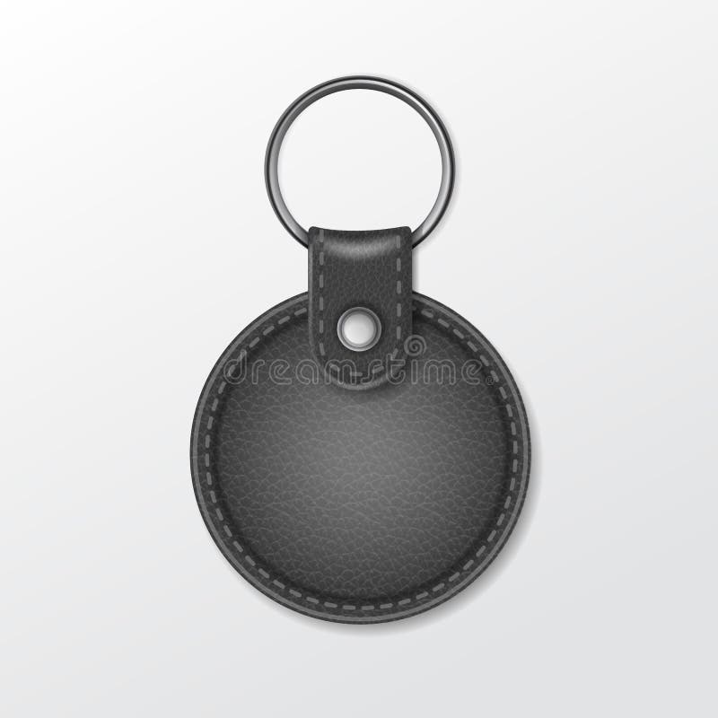 Leeres ledernes rundes Keychain mit Ring für Schlüssel stock abbildung Leeres ledernes rundes Keychain mit Ring für Schlüssel stock abbildung