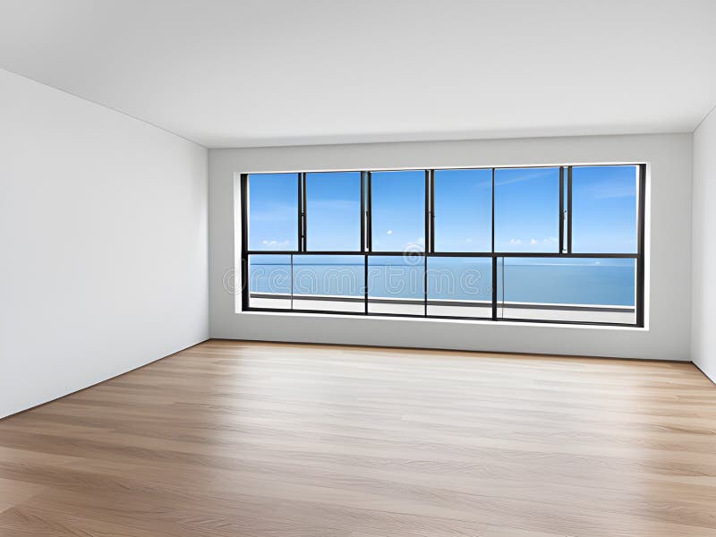 Leerraum mit Fensteransicht 3D Rendering ai generiert stock abbildung