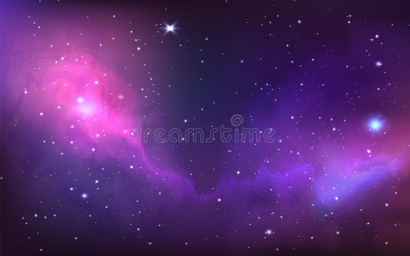 Leerzeichen. magisches Sternenuniversum. Nachtkosmischer Nebel mit blauer und rosa Sternenstruktur. Galaxie Sternlicht vektor abbildung