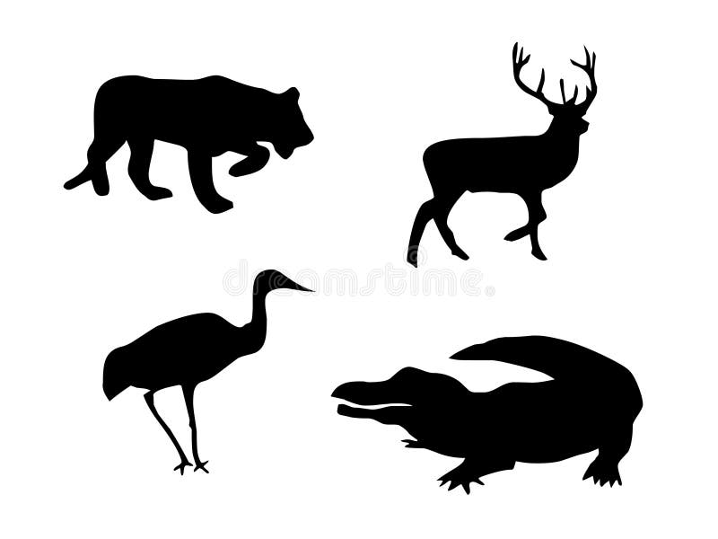 Leeuw, herten, vogel en krokodil vector illustratie Leeuw, herten, vogel en krokodil vector illustratie