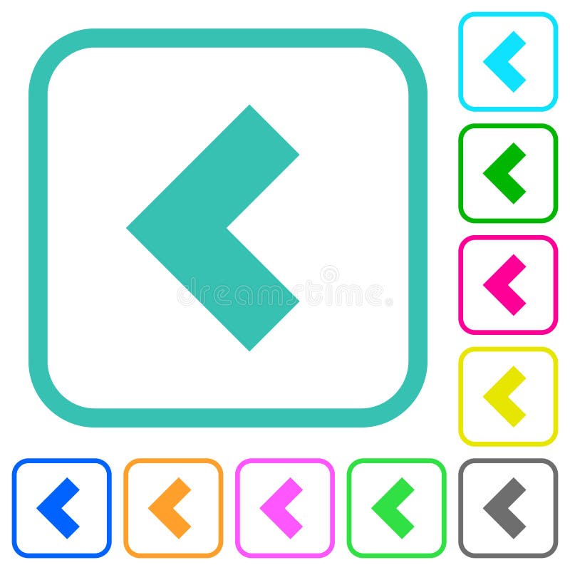 Left 90 degrees angle arrow solid vivid colored flat icons stock illustration