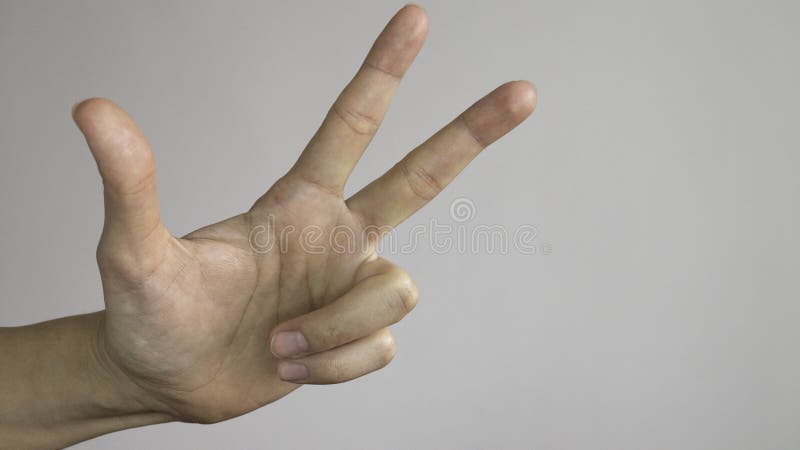 The left female hand shows three fingers on a white background. Symbol of Serbia.