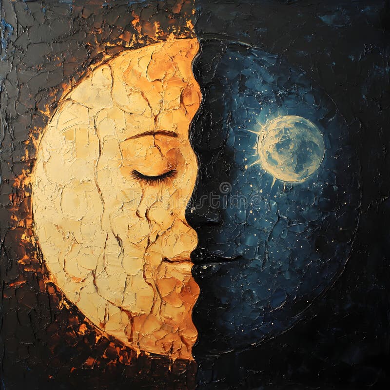 Stylized Half Sun Moon Face Stock Photos - Free & Royalty-Free